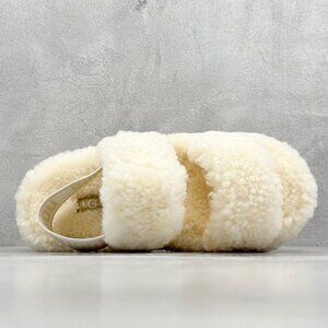 UGG White Plush Slippers